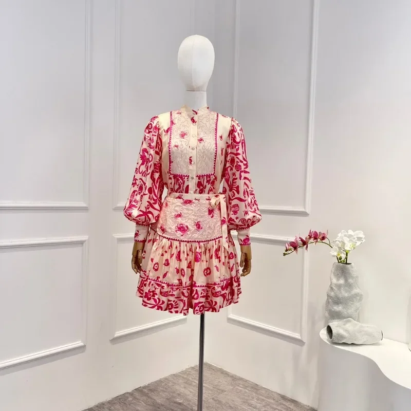 

Женский комплект из блузки и шорт, розовая блузка с цветочным принтом, лето-осень 2023