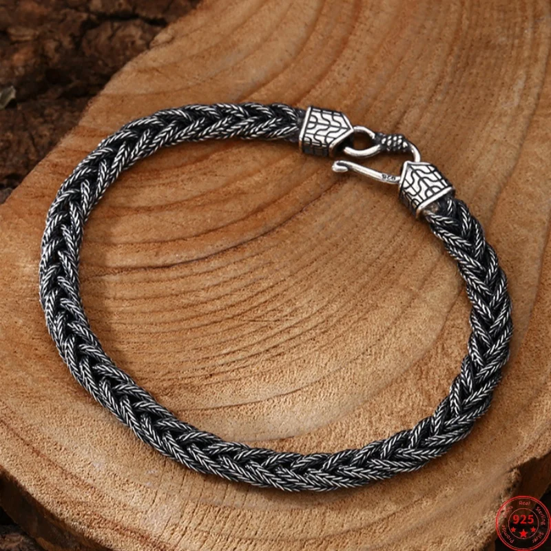 Genuine S925 Sterling Silver Bracelets for Women Men New Fashion Handwoven 5mm Horsewhip-chain Punk Jewelry Free Shipping
Genuine S925 Sterling Silver Bracelets for Women Men New Fashion Handwoven 5mm Horsewhip-chain Punk Jewelry Free Shipping