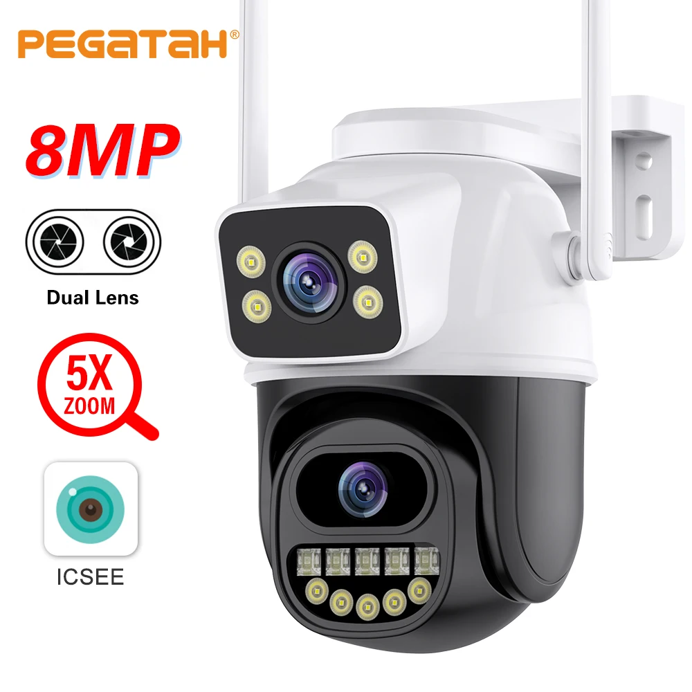 

PEGAISAH HD 4K 8MP WIFI PTZ IP Camera Dual Lens Smart Home Night Vision Human Detection Outdoor 4MP CCTV Security Camera ICSEE
