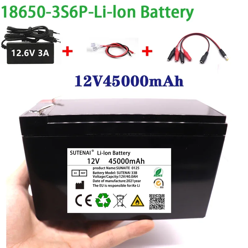 NEW 12V 45Ah 18650 lithium battery pack 3S6P built-in high current 40A Solar street lamp, xenon lamp, backup power supply, LED
NEW 12V 45Ah 18650 lithium battery pack 3S6P built-in high current 40A Solar street lamp, xenon lamp, backup power supply, LED