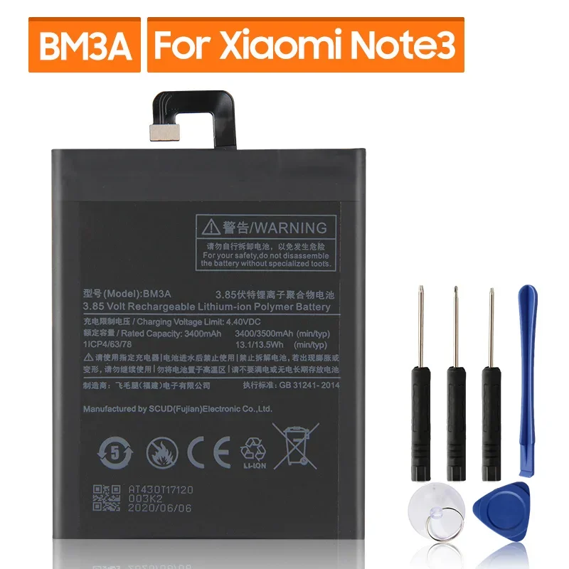 Replacement Battery BM3A For Xiaomi Mi Note3 Note 3 Rechargeable Phone Battery 3400mAh
Replacement Battery BM3A For Xiaomi Mi Note3 Note 3 Rechargeable Phone Battery 3400mAh