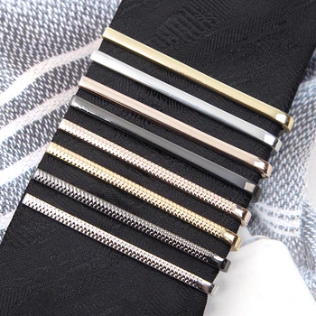 Tie Clips for Men Fashion Luxury Metal Gold Colour Tone Simple Bar Clasp Necktie Accessories Clasp Tie Pin for Mens Collar Clip