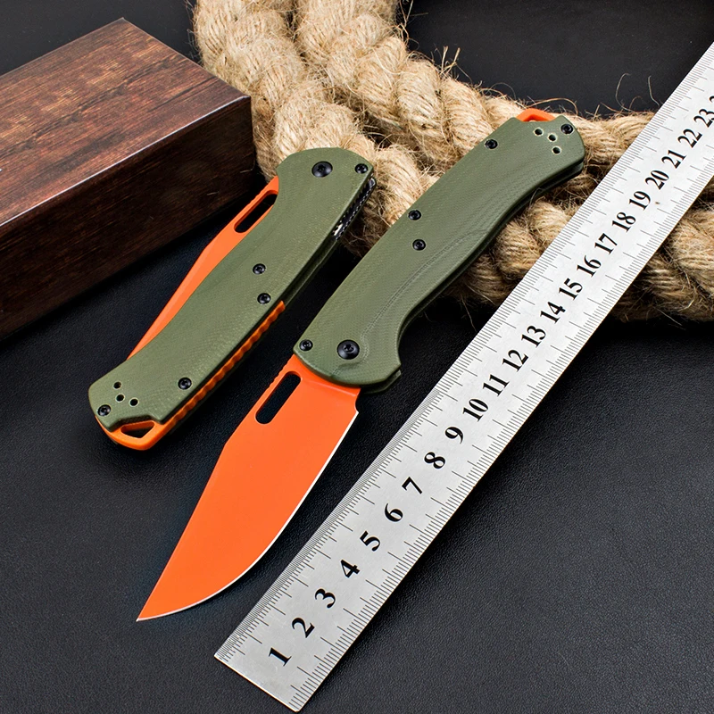 

MANCROZ BM15535 Tactical Folding Knife Orange D2 Steel Blade G10 Handle Outdoor Hiking Camping Pocket Knives EDC TOOL