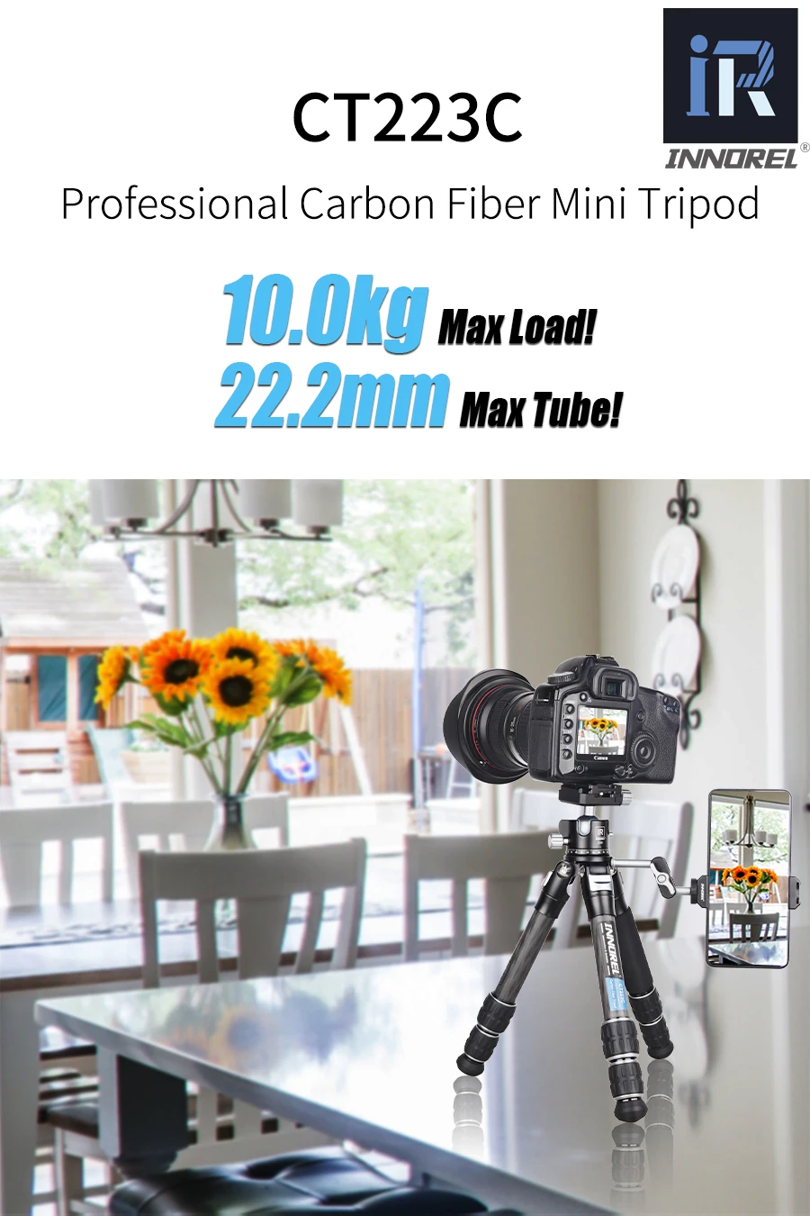 10-Layer Carbon Fiber Mini Tripod,Compact Portable Desktop Tabletop Tripod for Digital DSLR, DV Video, Load 10kg 7 10-Layer Carbon Fiber Mini Tripod,Compact Portable Desktop Tabletop Tripod for Digital DSLR, DV Video, Load 10kg 1