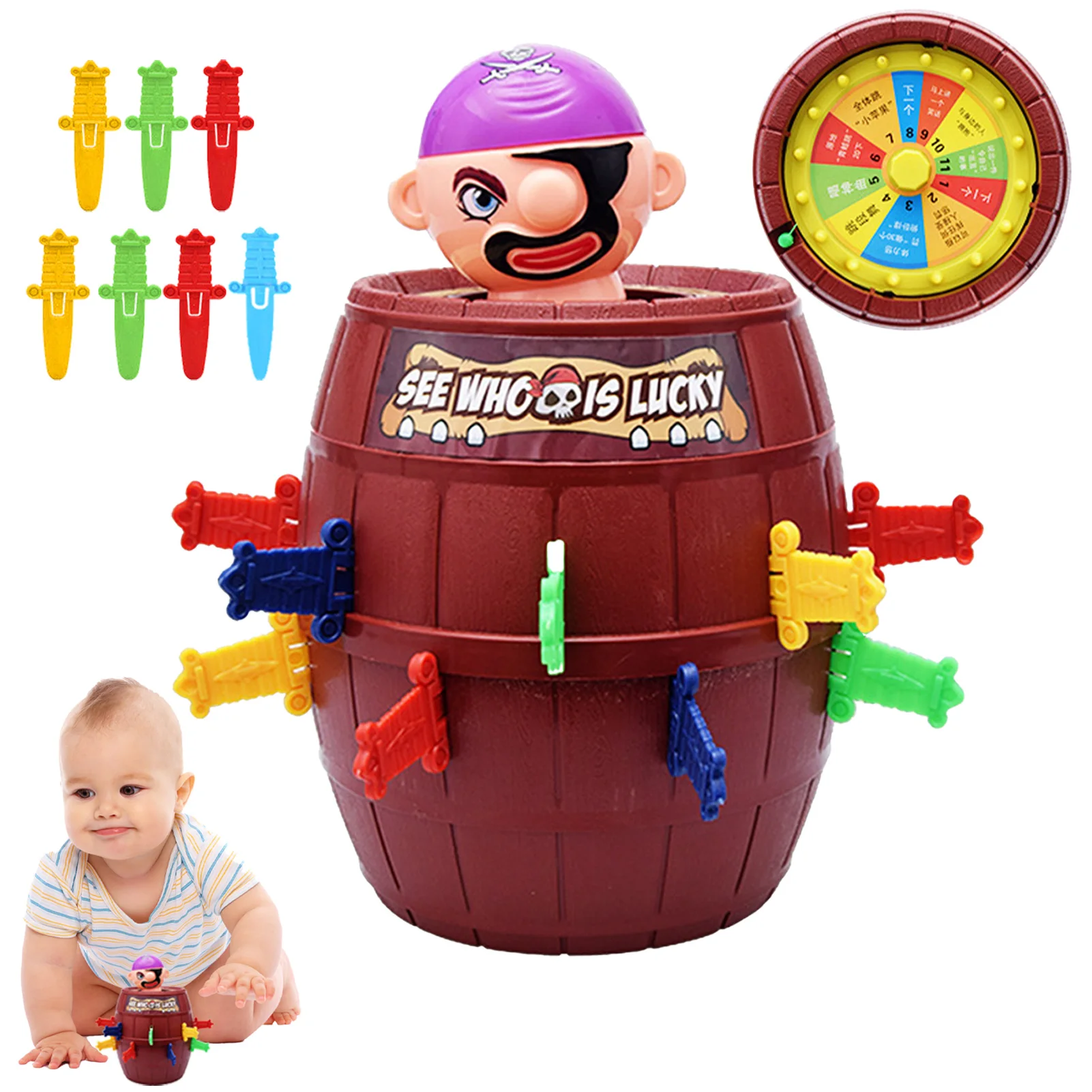 

1PC Kids Funny Gadget Pirate Barrel Game Toys For Children Lucky Stab Pop Up Novelty Gag Interactive Toy #WO