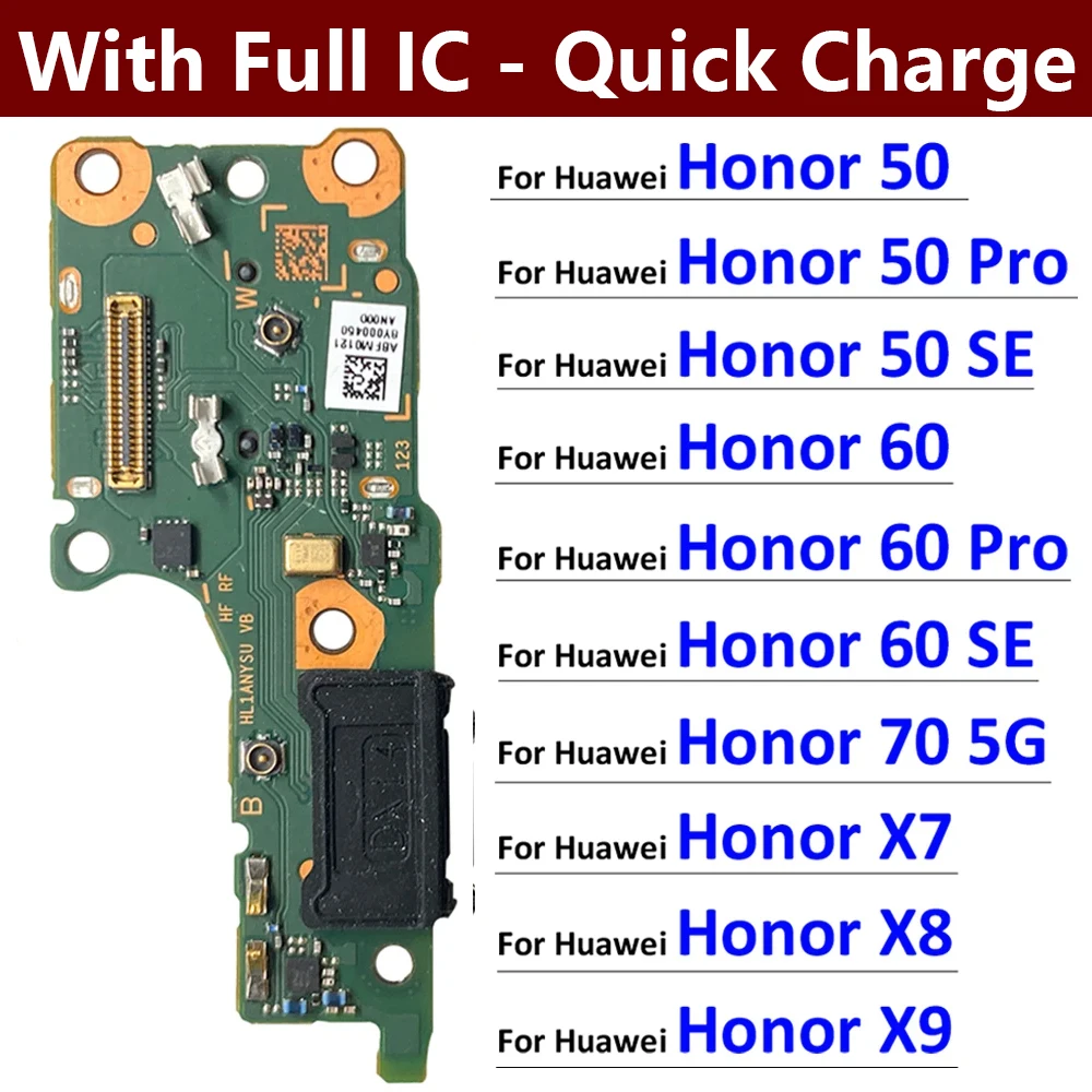 

USB Charge Port Dock Connector Charging Board Flex Cable For Huawei Honor 50 60 70 Pro Se lite X7 X7A X8 X8A X9 5G