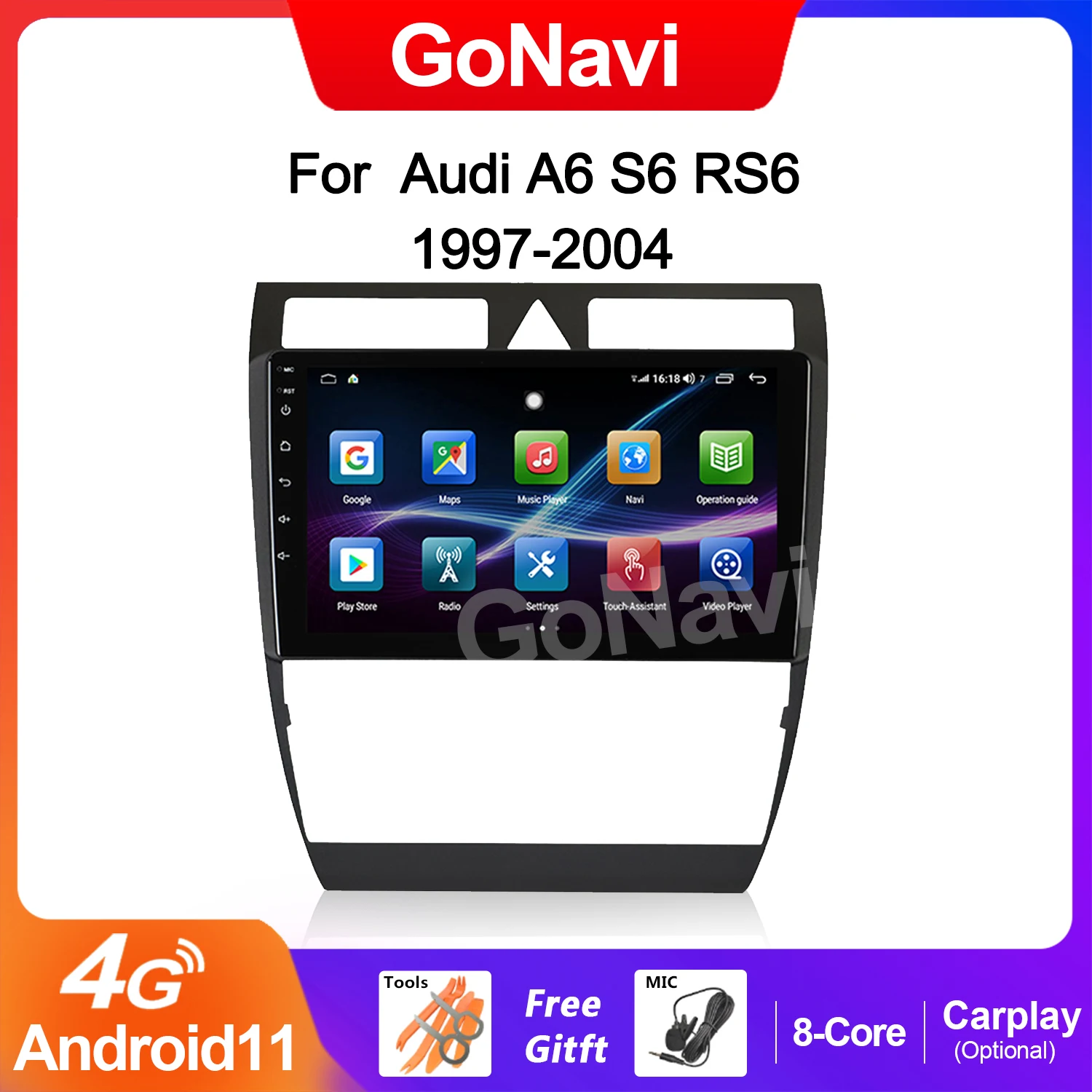 GoNavi Android 11 Car Radio For Audi A6 S6 RS6 1997 1998 -2004 Auto Central Multimedi Gps bluetooth Navigation Dvd Player 4G MP5
GoNavi Android 11 Car Radio For Audi A6 S6 RS6 1997 1998 -2004 Auto Central Multimedi Gps bluetooth Navigation Dvd Player 4G MP5