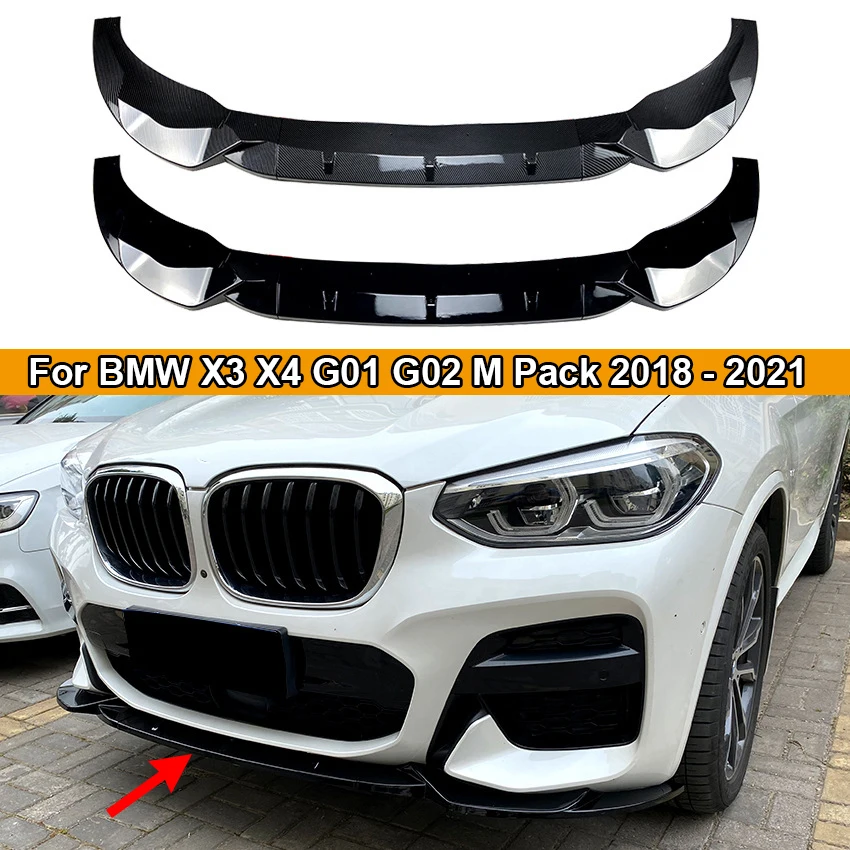 

For BMW X3 X4 G01 G02 M Pack 2018 2019 2020 2021 Car Front Bumper Splitter Lip Spoiler Diffuser Guard Body Kit Cover Tuning