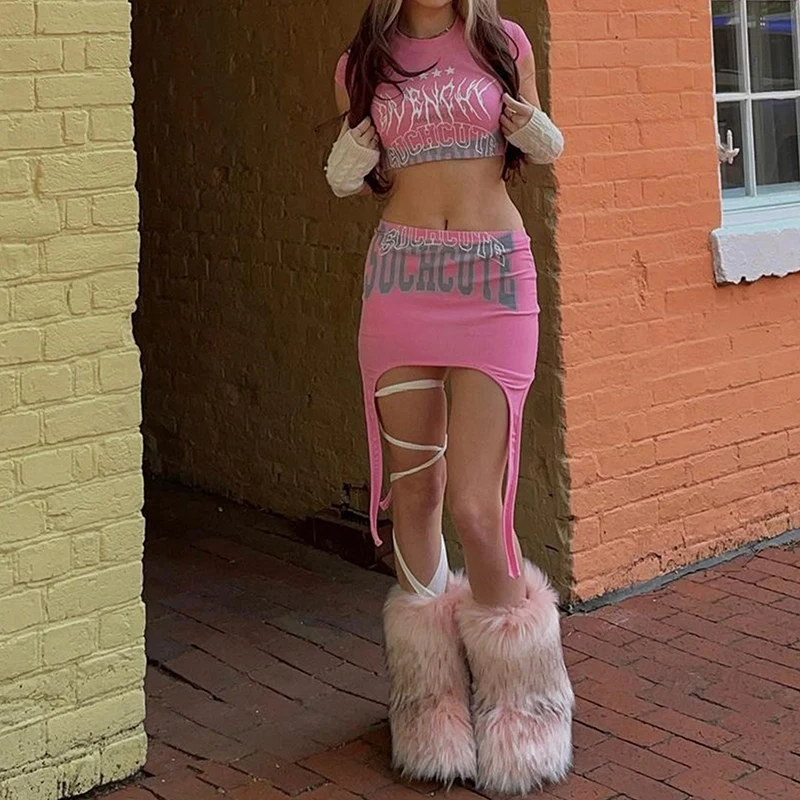 E-girl Graphic Print 2 Piece Set Outfits Summer Short Sleeve Crop Tops + Irregular Hem Mini Skirt Harjauku Grunge T-shirt
E-girl Graphic Print 2 Piece Set Outfits Summer Short Sleeve Crop Tops + Irregular Hem Mini Skirt Harjauku Grunge T-shirt