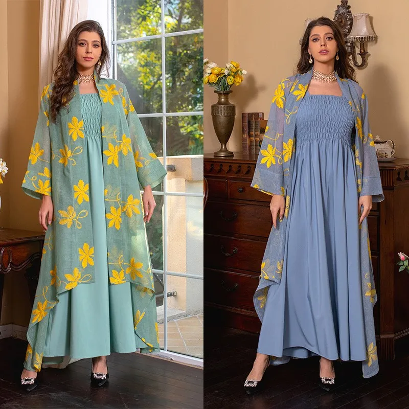 Middle East Women's Mesh Muslim Dress Sling Smocking Suit Embroidered Dubai Robe
Middle East Women's Mesh Muslim Dress Sling Smocking Suit Embroidered Dubai Robe