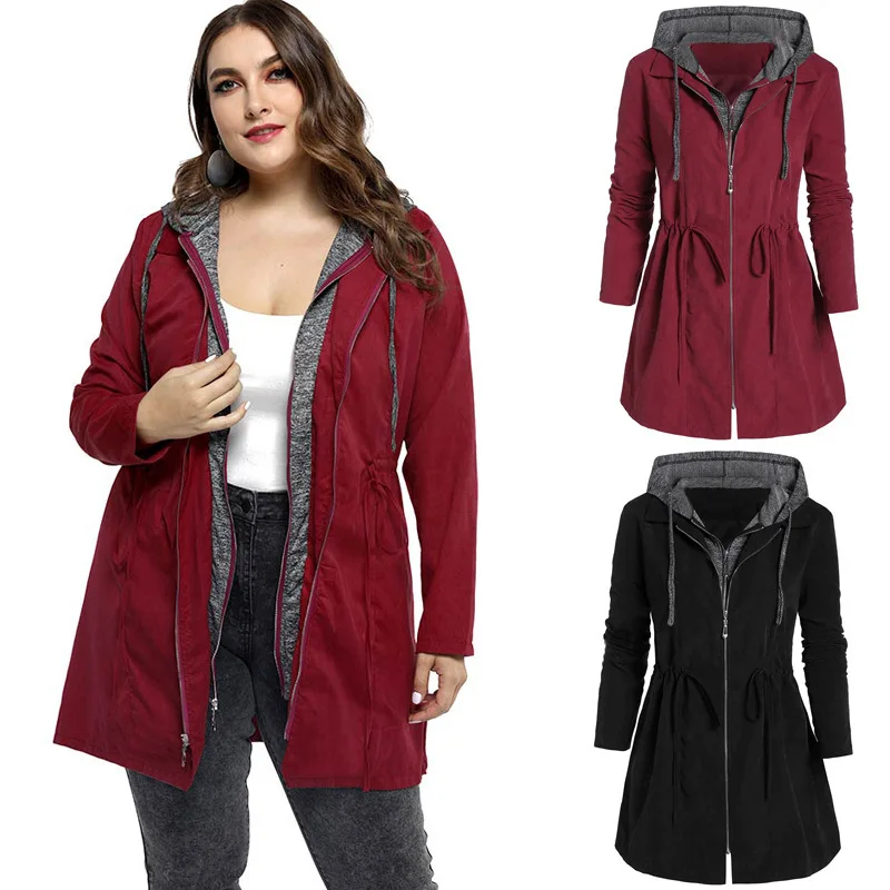 Long women's autumn and winter coat with double row zipper and hat style clothing for women
Long women's autumn and winter coat with double row zipper and hat style clothing for women