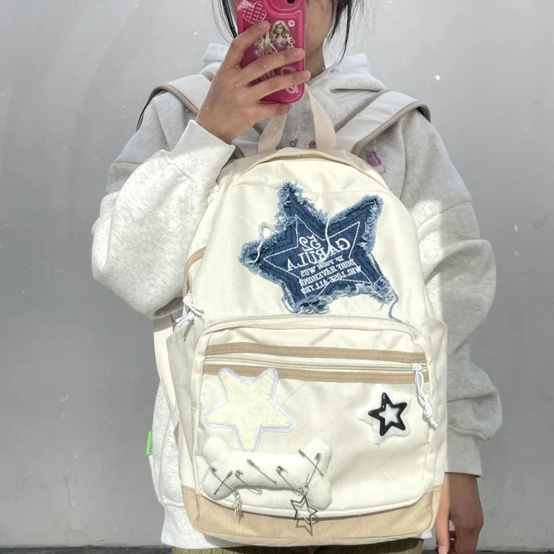 

Casual Kawaii Star Bone Pin Backpack Preppy Style Big Capacity Handbag Fashion School Travel Backpack