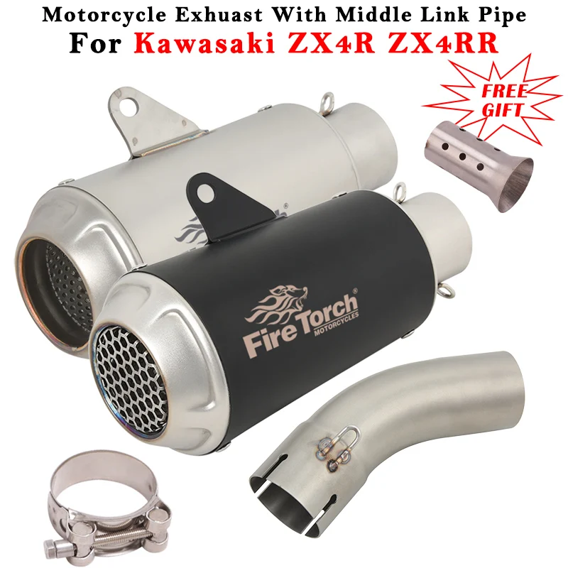 Motorcycle Exhaust Moto Escape System Muffler With Middle Link Pipe Slip On For KAWASAKI ZX4R ZX4RR ZX 4R 4RR ZX-4R ZX-4RR 2023
Motorcycle Exhaust Moto Escape System Muffler With Middle Link Pipe Slip On For KAWASAKI ZX4R ZX4RR ZX 4R 4RR ZX-4R ZX-4RR 2023