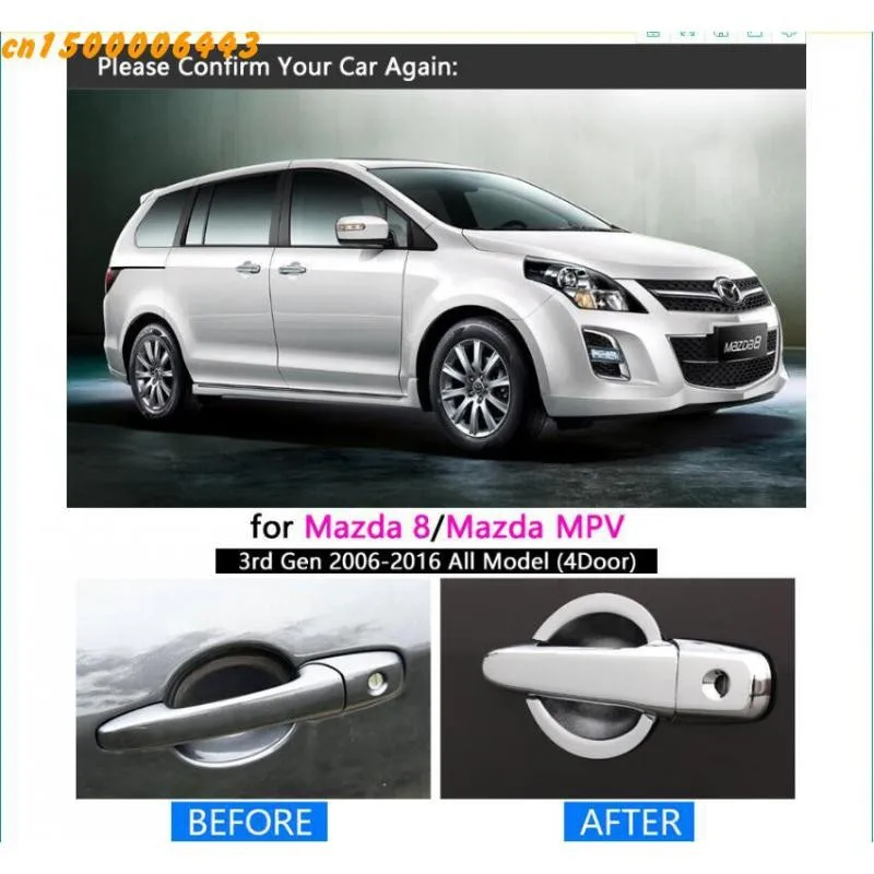 For Mazda 8 Mpv 2006-2016 Chrome Handle Cover Trim Set 2007 2009 2011 2012 2013 2015 Car Accessories Stickers
For Mazda 8 Mpv 2006-2016 Chrome Handle Cover Trim Set 2007 2009 2011 2012 2013 2015 Car Accessories Stickers