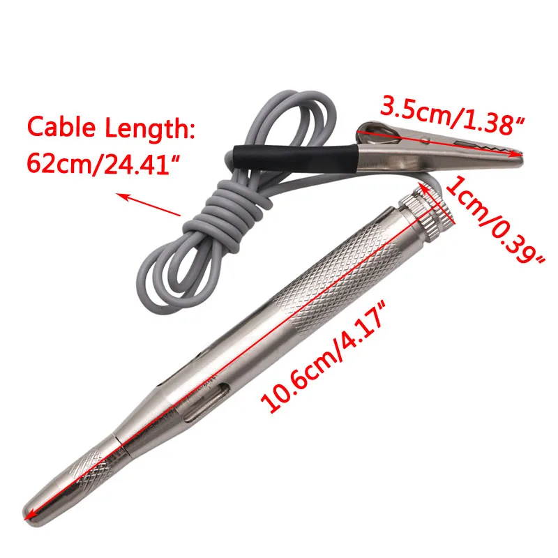 

6 В-24 В длинный перо-тип тестер электрического напряжения ручка-щуп зажим лампочка инструмент для обслуживания автомобиля для