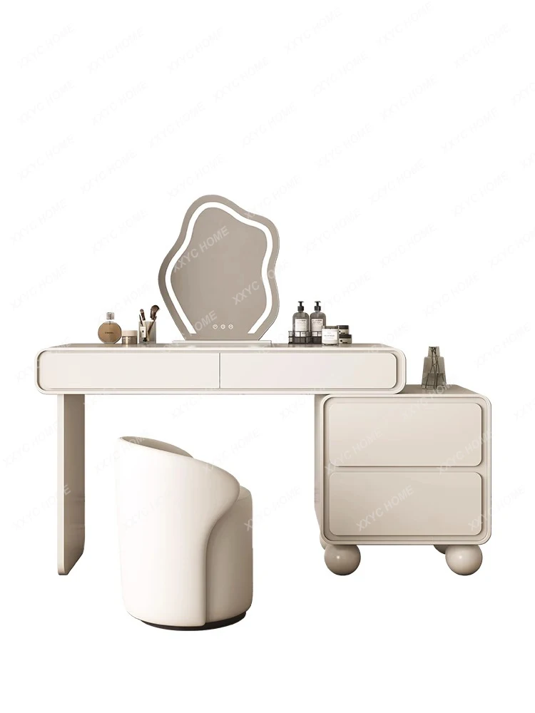 

Кремовый стильный покрашенный столик из массива дерева современный прикроватный столик встроенный Выдвижной столик для спальни простой