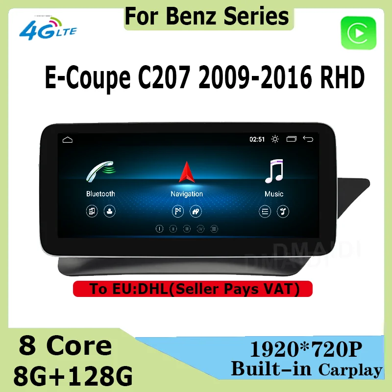 Android 12 8Core 10.25"/12.5" Car Radio GPS Multimedia Player for Mercedes Benz E Coupe C207 E207 RHD 2009-2015 CarPlay
Android 12 8Core 10.25"/12.5" Car Radio GPS Multimedia Player for Mercedes Benz E Coupe C207 E207 RHD 2009-2015 CarPlay