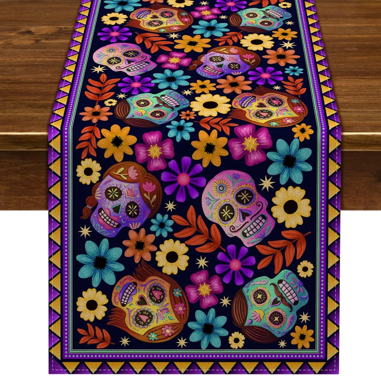 

Мексиканские мертвецы, льняные настольные дорожки, искусственный декор для стола, многоразовые настольные дорожки, украшение на Хэллоуин