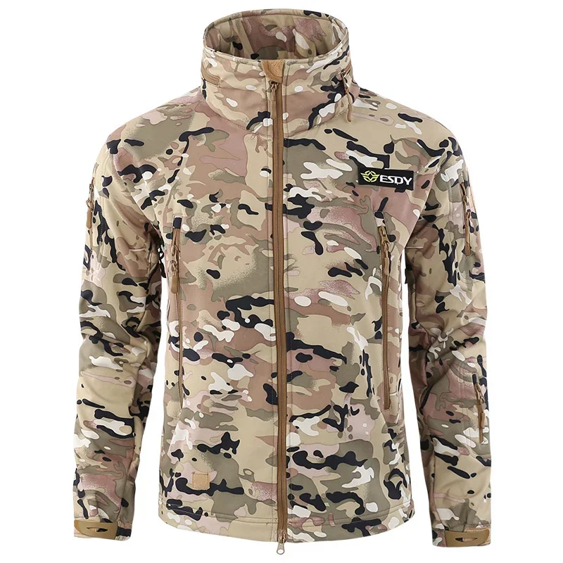 

Waterproof Tactical Hiking Jacket Men Camouflage Military Softshell Windbreaker Hooded Coat Outdoor Camping Hunting Army Clothes