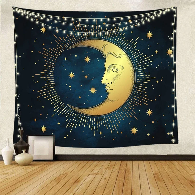 Moon Tapestry Star Wall Psychedelic Aesthetic Celestial Dark Blue Zodiac Wall Tapestry For Room Decor - 130X150cm
Moon Tapestry Star Wall Psychedelic Aesthetic Celestial Dark Blue Zodiac Wall Tapestry For Room Decor - 130X150cm