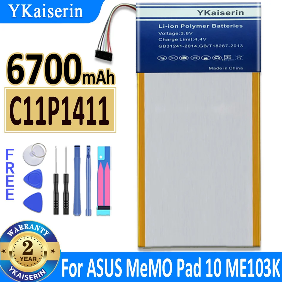 6700mAh YKaiserin Battery C11P1411 C11P 1411 For ASUS MeMO Pad 10 Pad10 ME103K K01E ME0310K ME103 Bateria
6700mAh YKaiserin Battery C11P1411 C11P 1411 For ASUS MeMO Pad 10 Pad10 ME103K K01E ME0310K ME103 Bateria
