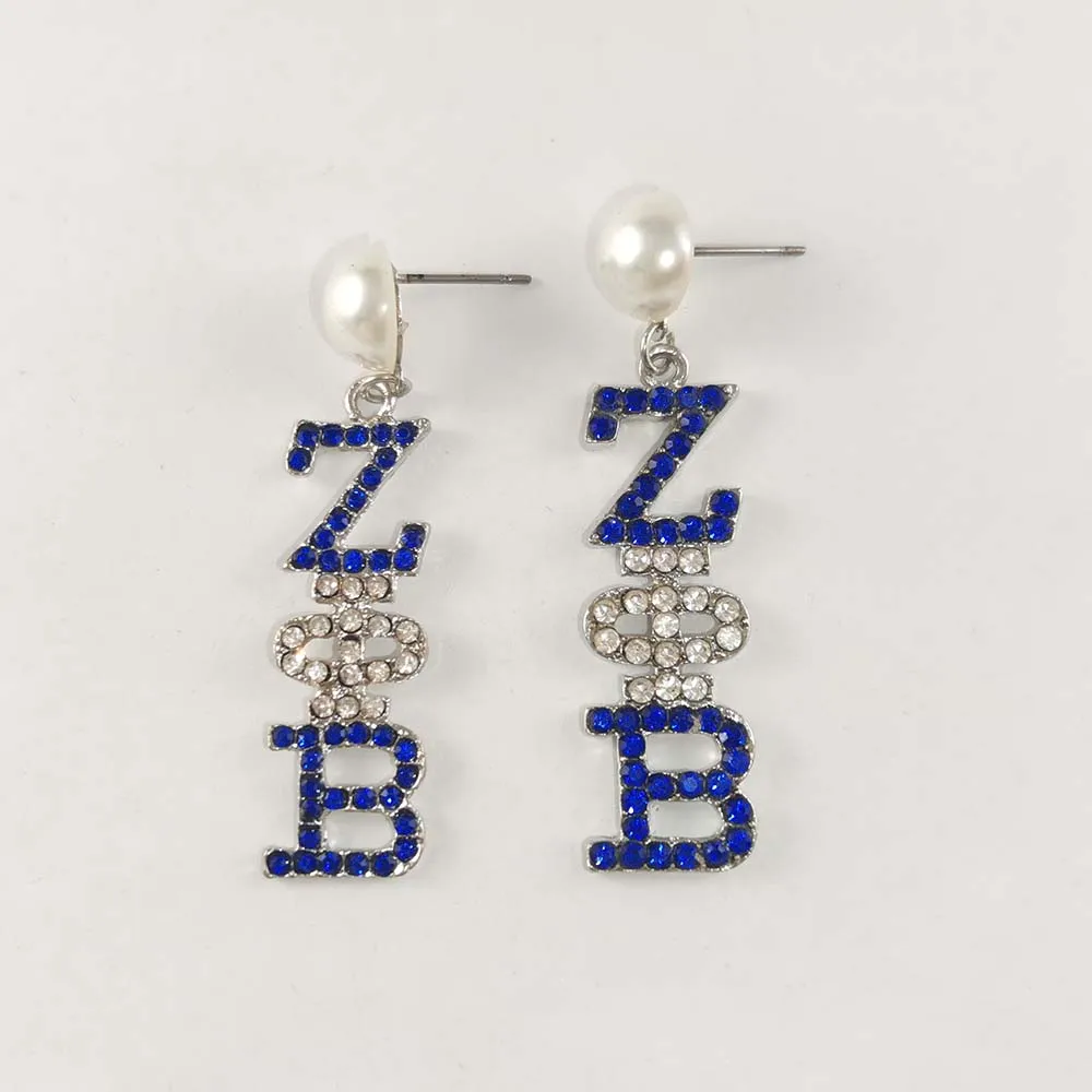 Hand-made Greek Women's Association ZOB Custom Letter Shield Pearl Pendant Earrings
Hand-made Greek Women's Association ZOB Custom Letter Shield Pearl Pendant Earrings
