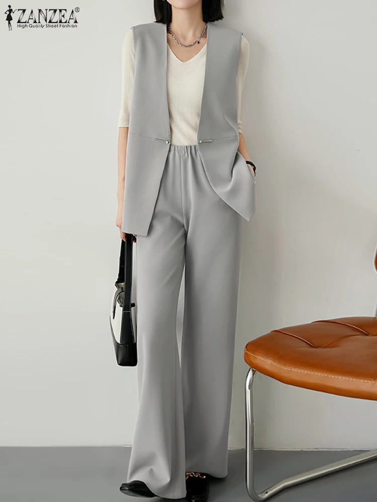 ZANZEA Fashion OL Work Sets Woman Sleeveless V-Neck Vest Tops Wide Leg Pants Elegant Party Urban Tracksuits Casual Loose Suit
ZANZEA Fashion OL Work Sets Woman Sleeveless V-Neck Vest Tops Wide Leg Pants Elegant Party Urban Tracksuits Casual Loose Suit