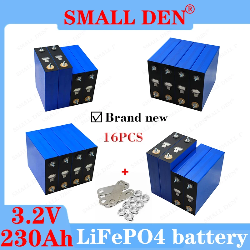 16PCS NEW 3.2V 230Ah Lifepo4 Battery 6C Lithium Iron Phosphate DIY12v24v Electric car boat RV Inverter Solar storage Wind energy
16PCS NEW 3.2V 230Ah Lifepo4 Battery 6C Lithium Iron Phosphate DIY12v24v Electric car boat RV Inverter Solar storage Wind energy
