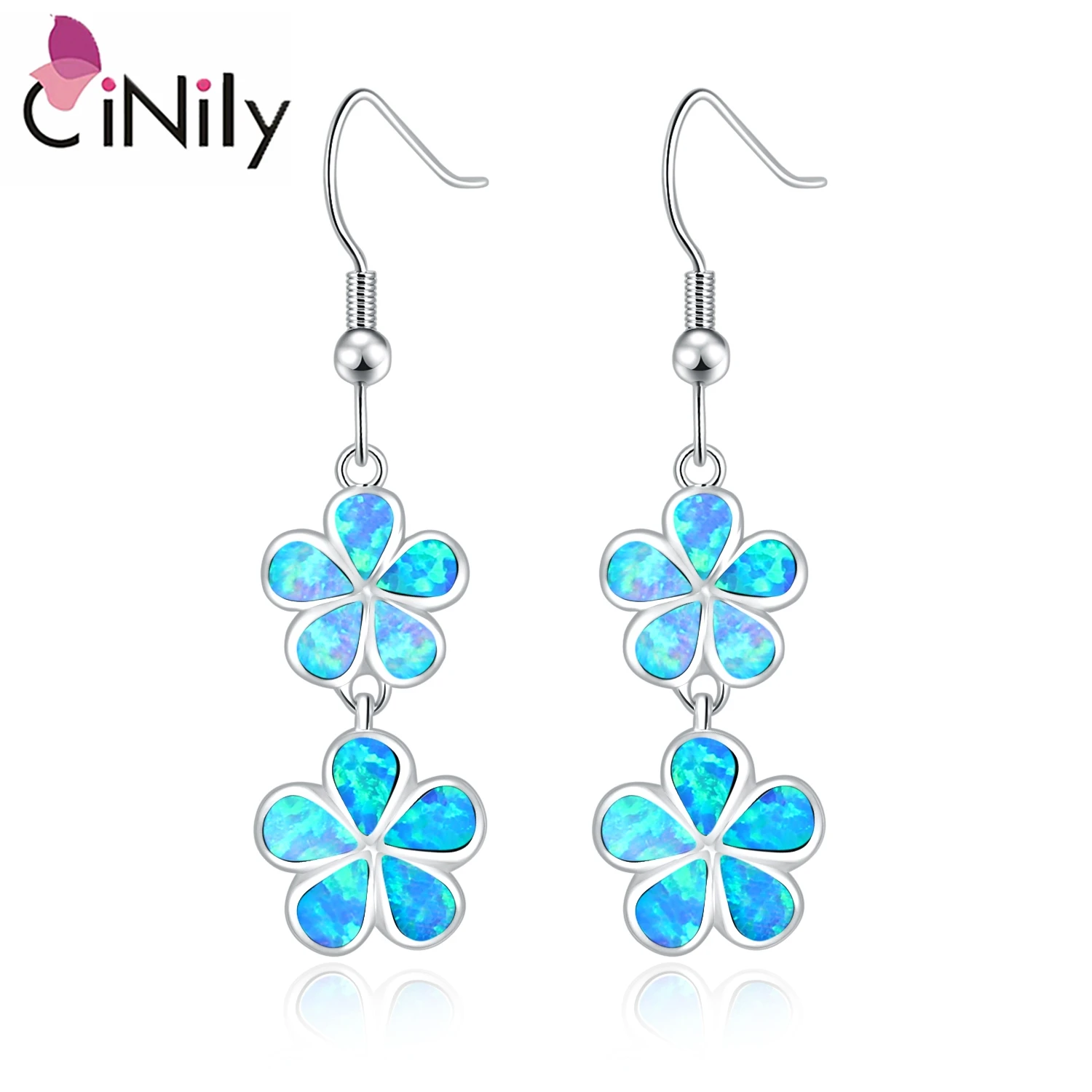 CiNily Blue & White Fire Opal Stone Drop Earrings Silver Plated Long Dangling Earring Flower Flora Bohemia BOHO Spring Jewelry
CiNily Blue & White Fire Opal Stone Drop Earrings Silver Plated Long Dangling Earring Flower Flora Bohemia BOHO Spring Jewelry