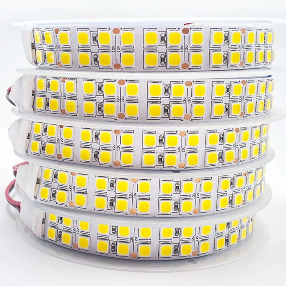 

5m 5054 5050 240 Leds/m LED Strip Double Row 24w/m Soft Flexible Tape 12v 3000k 4000k 6000k 5050 LED Linear Backlight CRI85 15mm