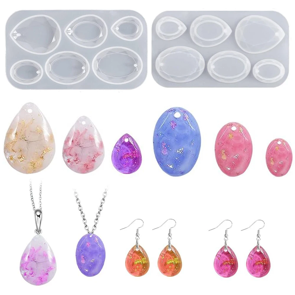 

Silicone Mold Cabochon Gem Oval Teardrop Pendants Mould for DIY Crystal Resin Epoxy Necklaces Earring Jewelry Making Art Casting