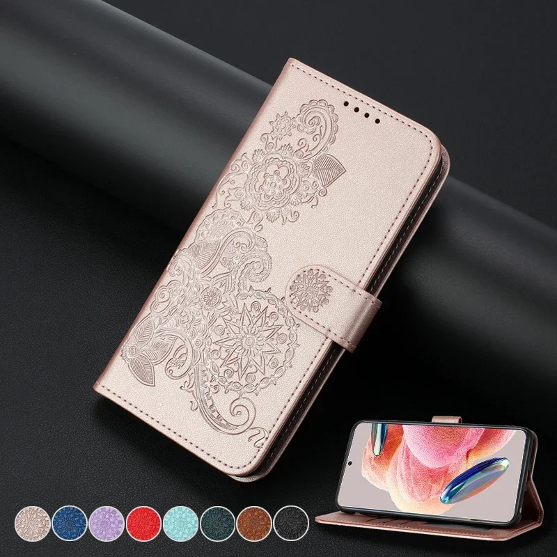 

Wallet Datura Embossed Leather Phone Case For Xiaomi Redmi 13C 12 10 10C 9 9A 9T Note 13 Pro Plus 12S 11S 10S 9S 9 Pro Cover