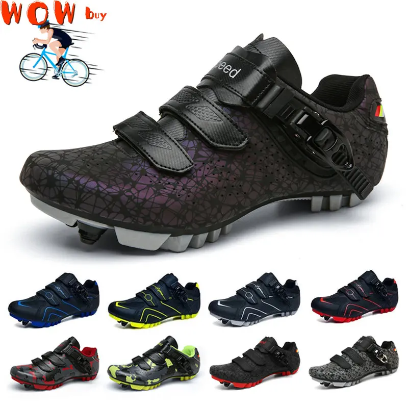 

NEW Men MTB Cycling Shoes Flat Cleats Road Bike Boots Speed Bicycle Sneaker Racing Women SPD Mountain Biking Self-Locking Shoes