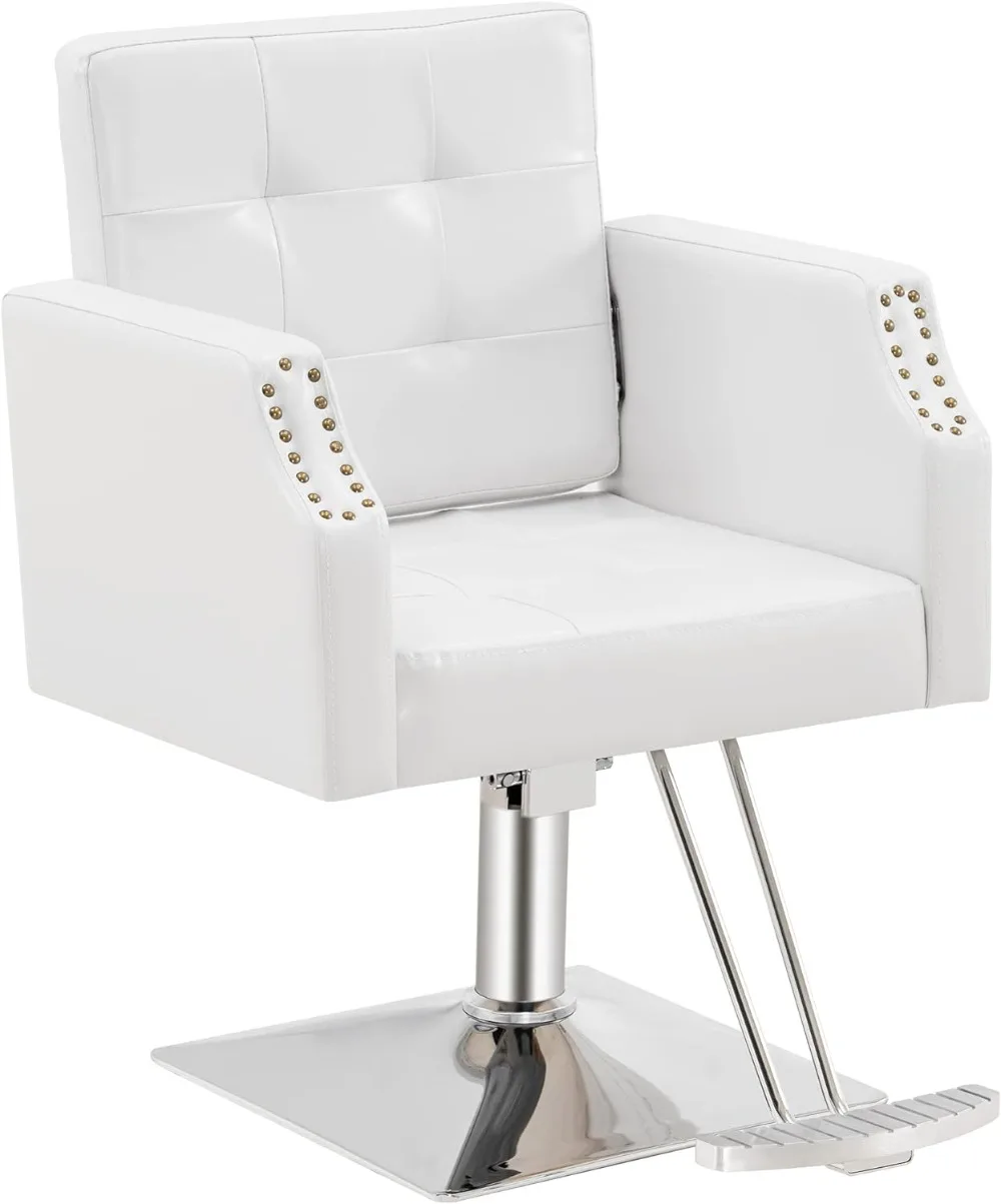 

BarberPub Classic Salon Chair for Hair Stylist,Hydraulic Barber Styling Chair,Beauty Salon Spa Equipment 8818 (White)