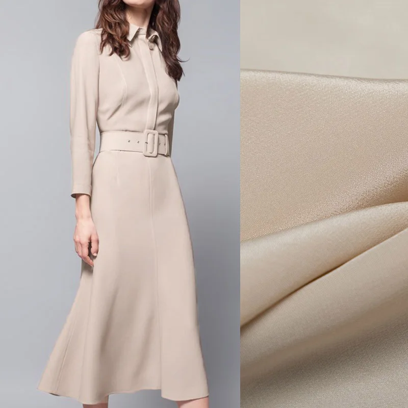 

Solid Color Silk Crepe de Chine Fabric in Tea Color-Perfect for Cheongsam Dressmaking and Other Fashion Projects 138CM Wide R046