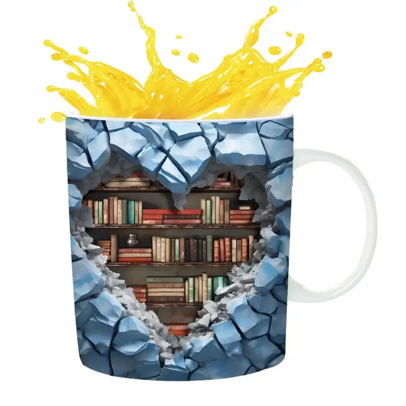 

Library Bookshelf Mug Ceramic Coffee Mugs And Tea Cup Elegant Drink Cup With Novelty Bookshelf Design For Readers Women Men