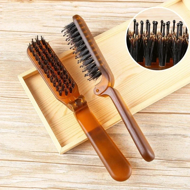 

Foldable Hair Comb Portable Boar Bristle Hair Brush Head Massage Brushes Scalp Massager Travel Combs Hair Styling Accessories