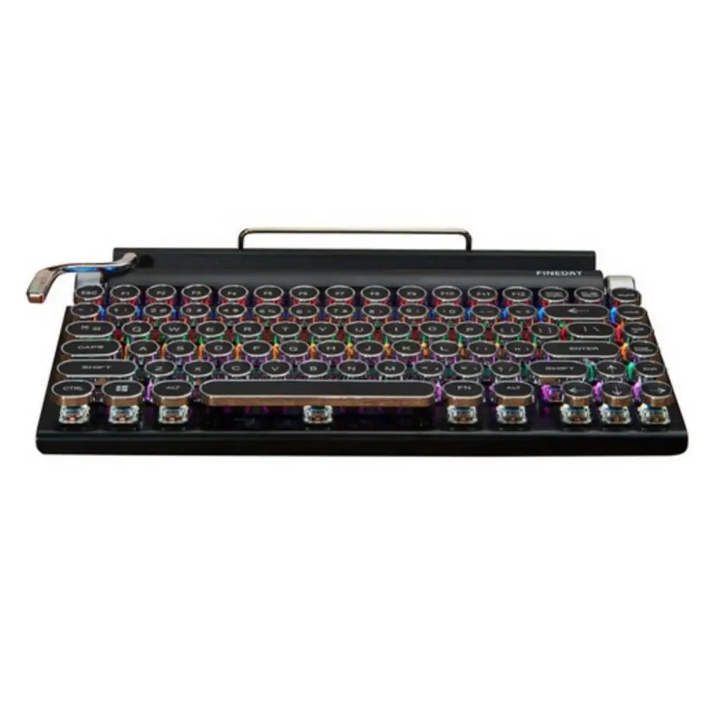 

83 Key Mechanical Keyboard 7 Color Backlight Connection Metal Punk Keycap Dot Retro Typewriter Mechanical Keyboard