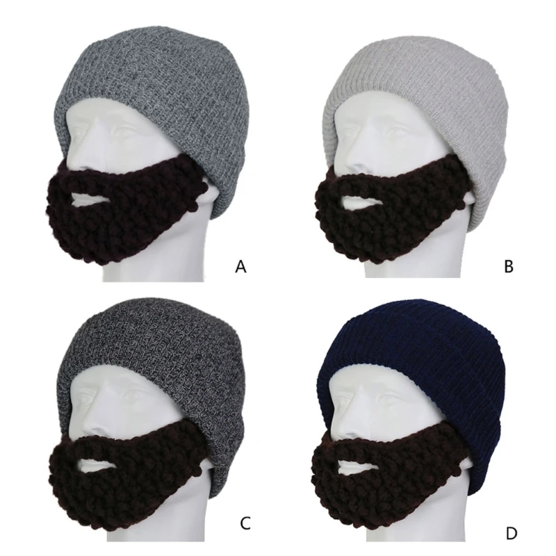 

652F Novelty Winter Handmade Beard Hats Crochet Mustache Knit Halloween Party Caps Unisex Acrylic Ski Mask Hat Decorations