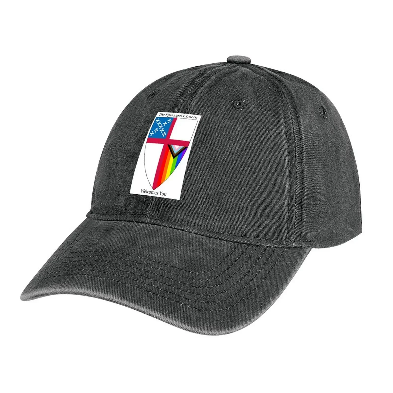 

Episcopal Church Shield with Progressive Pride Flag Vertical Rainbow - Welcomes You 2 Cowboy Hat western Hat Men's Hats Women's