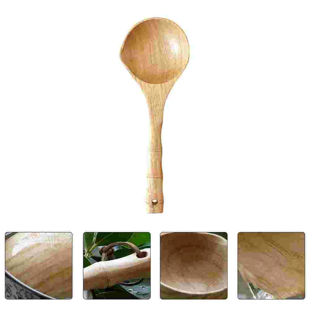 

Sauna Room Wooden Spoon Bamboo Handle Water Spoon Bathing Wood Spoon Bath Water Ladle Scoop Household Rice Spoon 25*8.5cm