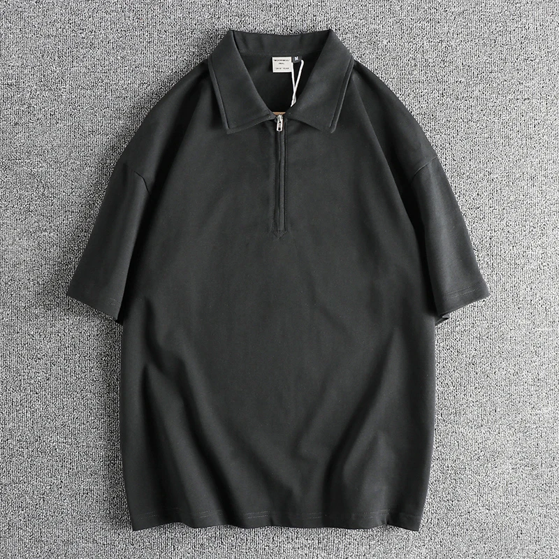 Vintage senior design sense polo shirt men half open collar zipper solid color washed cotton lapel short sleeve youth T-shirt
Vintage senior design sense polo shirt men half open collar zipper solid color washed cotton lapel short sleeve youth T-shirt