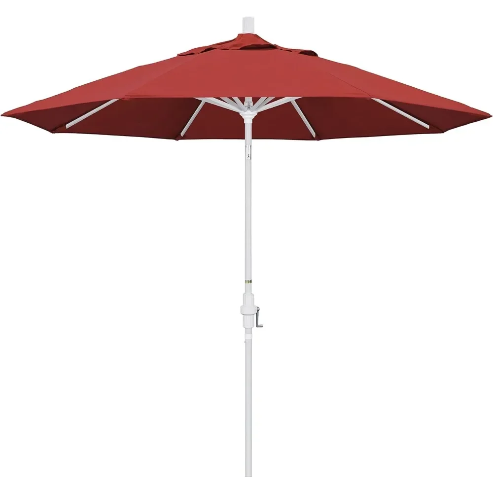 

Umbrella 9' Round Aluminum Market Umbrella, Crank Lift, Collar Tilt, White Pole, Navy Blue Olefin Patio Umbrellas