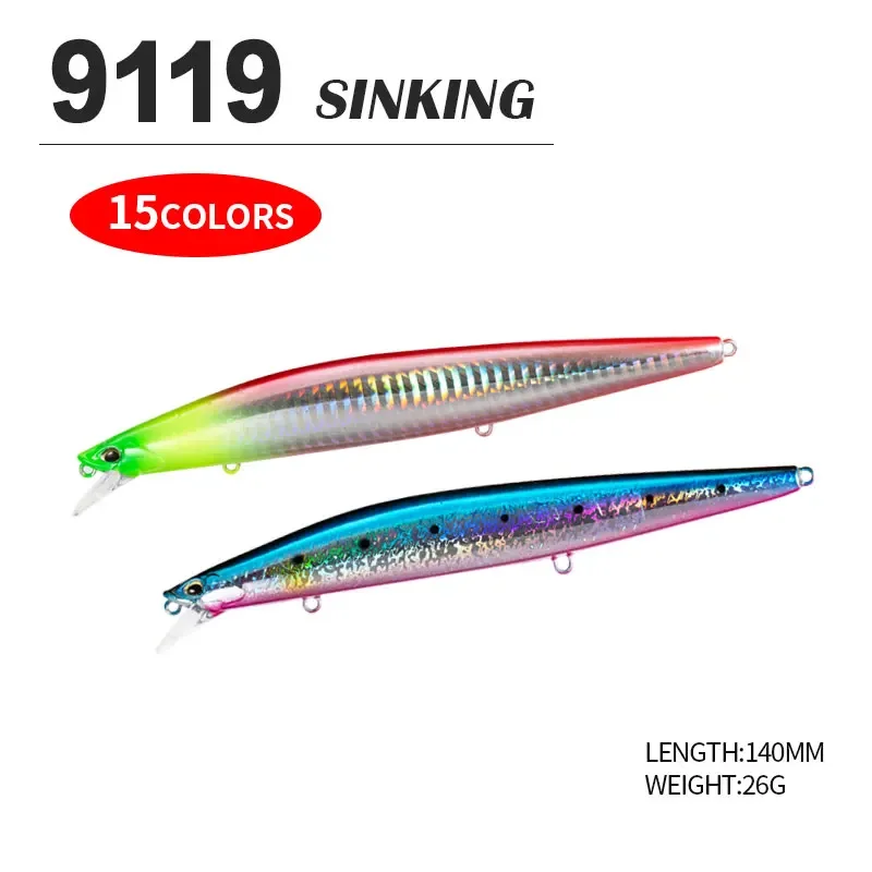 

Minnow Fishing Lure Sinking 26g 140S Tungsten Weight System Saltwater Long Casting Hard Baits Quality Fishing Tackle for Fishing