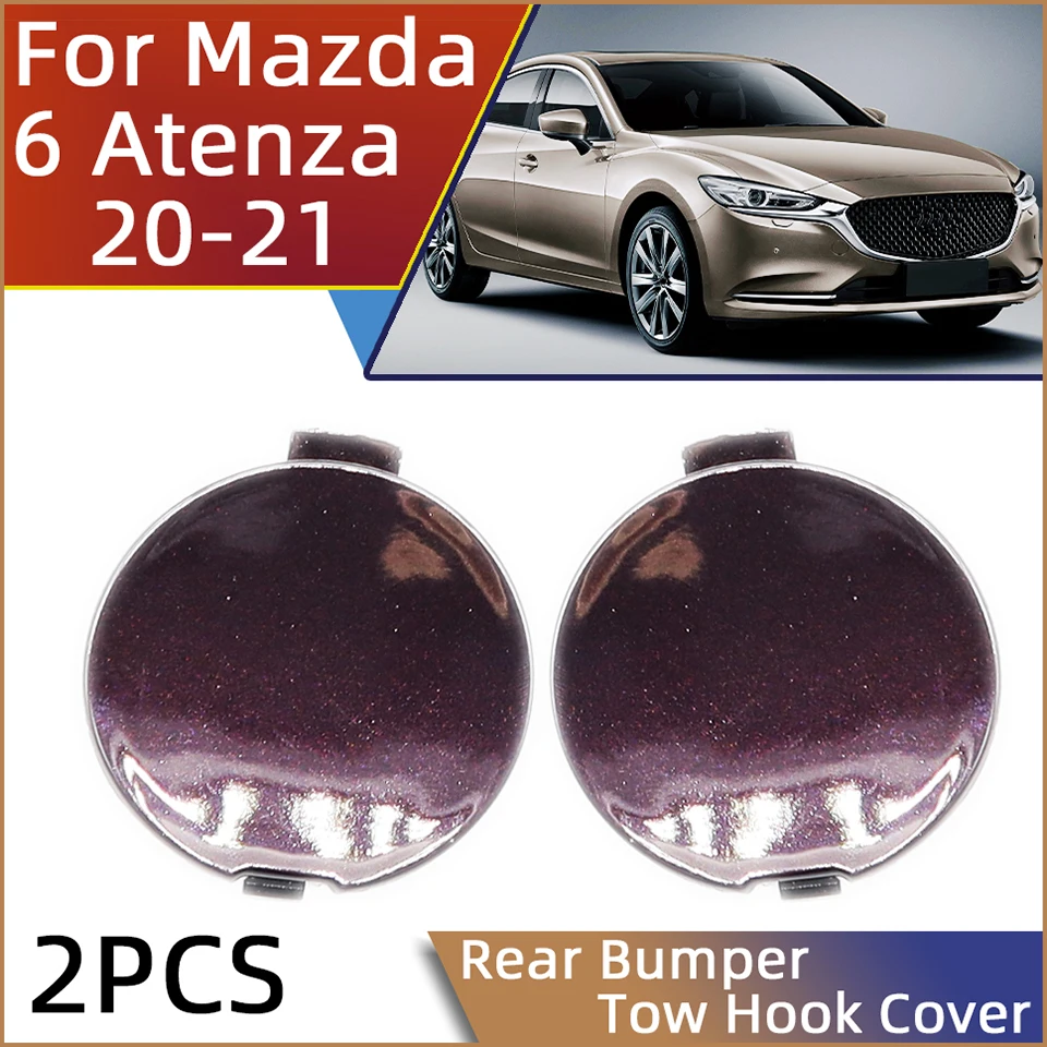 

2Pcs Auto Rear Bumper Towing Hook Eye Cover Cap For Mazda 6 Atenza Sedan 2020-2021 Tow Hooking Hauling Trailer Lid Trim Garnish