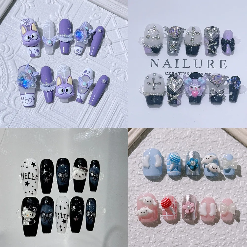 Kawaii Sanrio Cute Hello Kitty Handwork Press-on Nails Sweet Melody Bow Fake Nails Schoolgirl Accessory Couple Festivals Gift 
Kawaii Sanrio Cute Hello Kitty Handwork Press-on Nails Sweet Melody Bow Fake Nails Schoolgirl Accessory Couple Festivals Gift