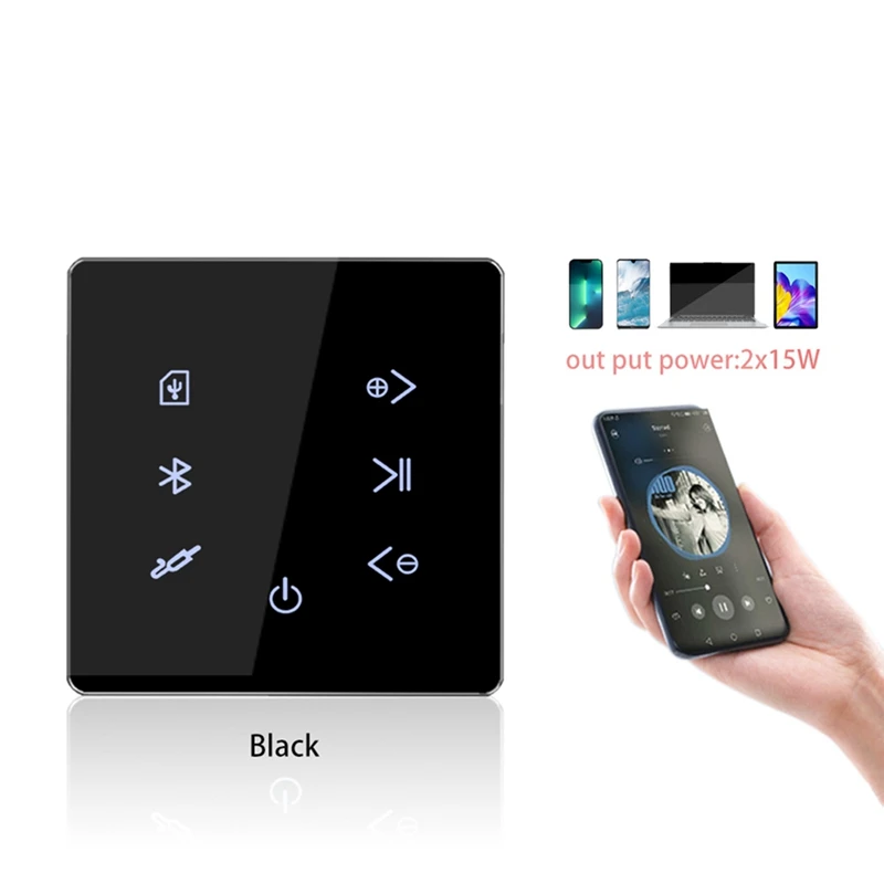 2X Bluetooth Amplifier In Wall USB SD Card Music Panel Smart Home Background Audio System Stereo Hotel Restaurant(Black)
2X Bluetooth Amplifier In Wall USB SD Card Music Panel Smart Home Background Audio System Stereo Hotel Restaurant(Black)