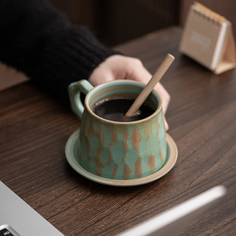 

Керамическая кофейная чашка и блюдце в стиле ретро, домашняя художественная чашка для воды, чашки для эспрессо, кафе, посуда для напитков, кружка для кофе, керамики, бара