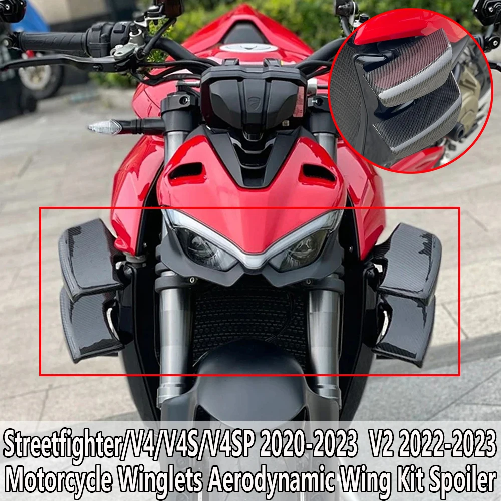 

Motorcycle Winglets Aerodynamic Wing Kit Spoiler Accessories For DUCATI Streetfighter V4 V4S V4SP 2020-2023 / V2 2022-2023