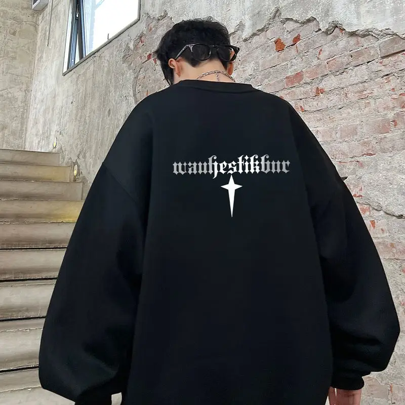 American retro Hong Kong style cross simple printed round neck sweatshirt men loose casual campus style couple wear niche top
American retro Hong Kong style cross simple printed round neck sweatshirt men loose casual campus style couple wear niche top